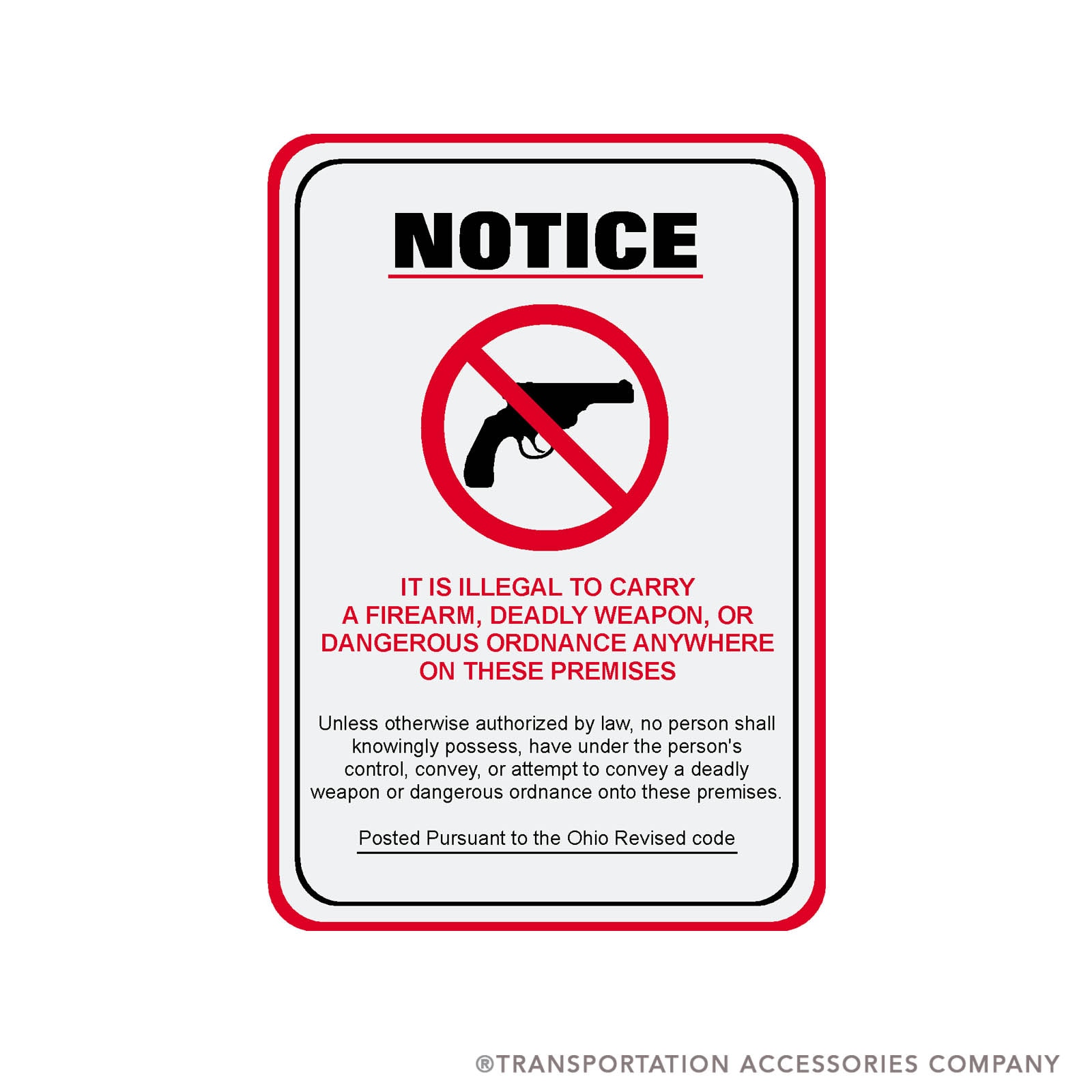 CCW-1 Concealed Carry Decal for Buildings. 3" X 5"