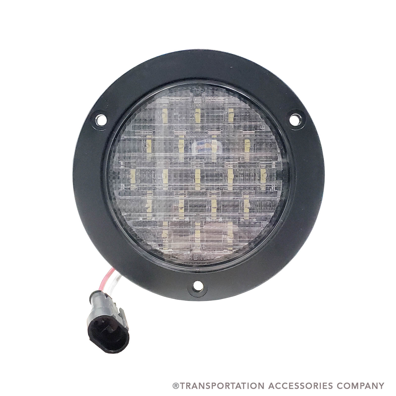 ECVR44B3W-IC Sound Off 4" Clear LED Back Up Lamp. Flange Mount With IC Plug