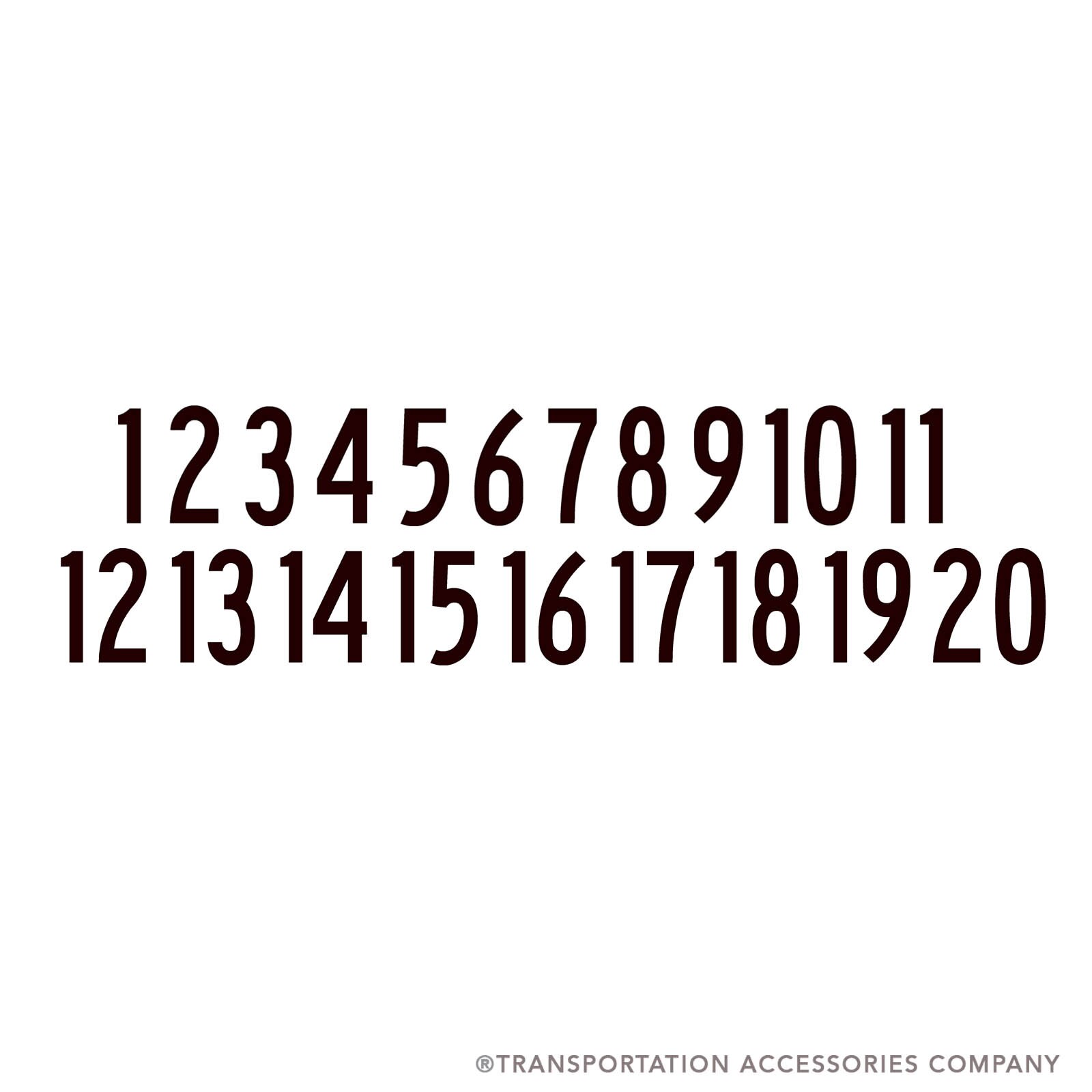NS2-1-20 2" Tall Decal Number Set 1-20