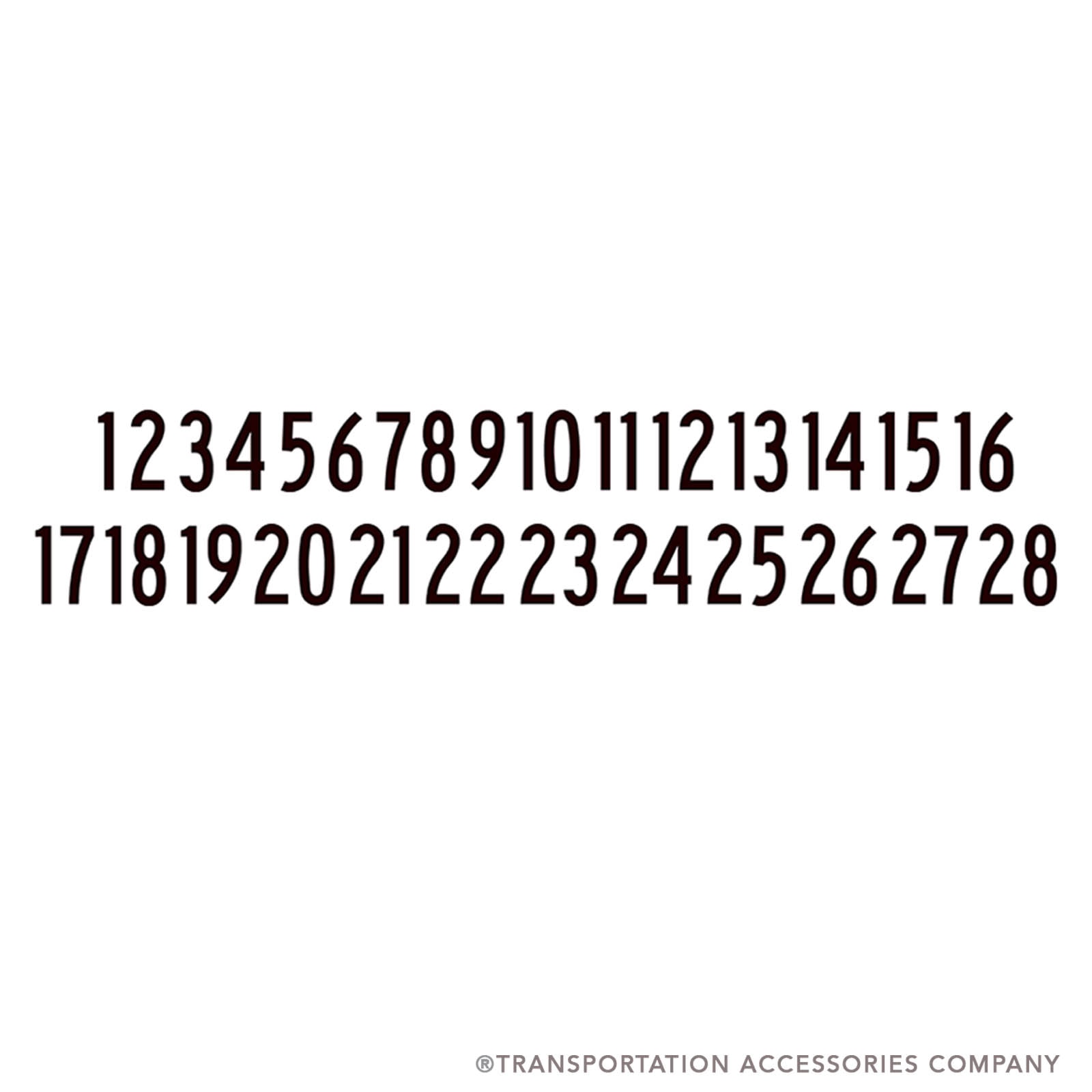 NS2-1-28 2" Tall Decal Number Set 1-28