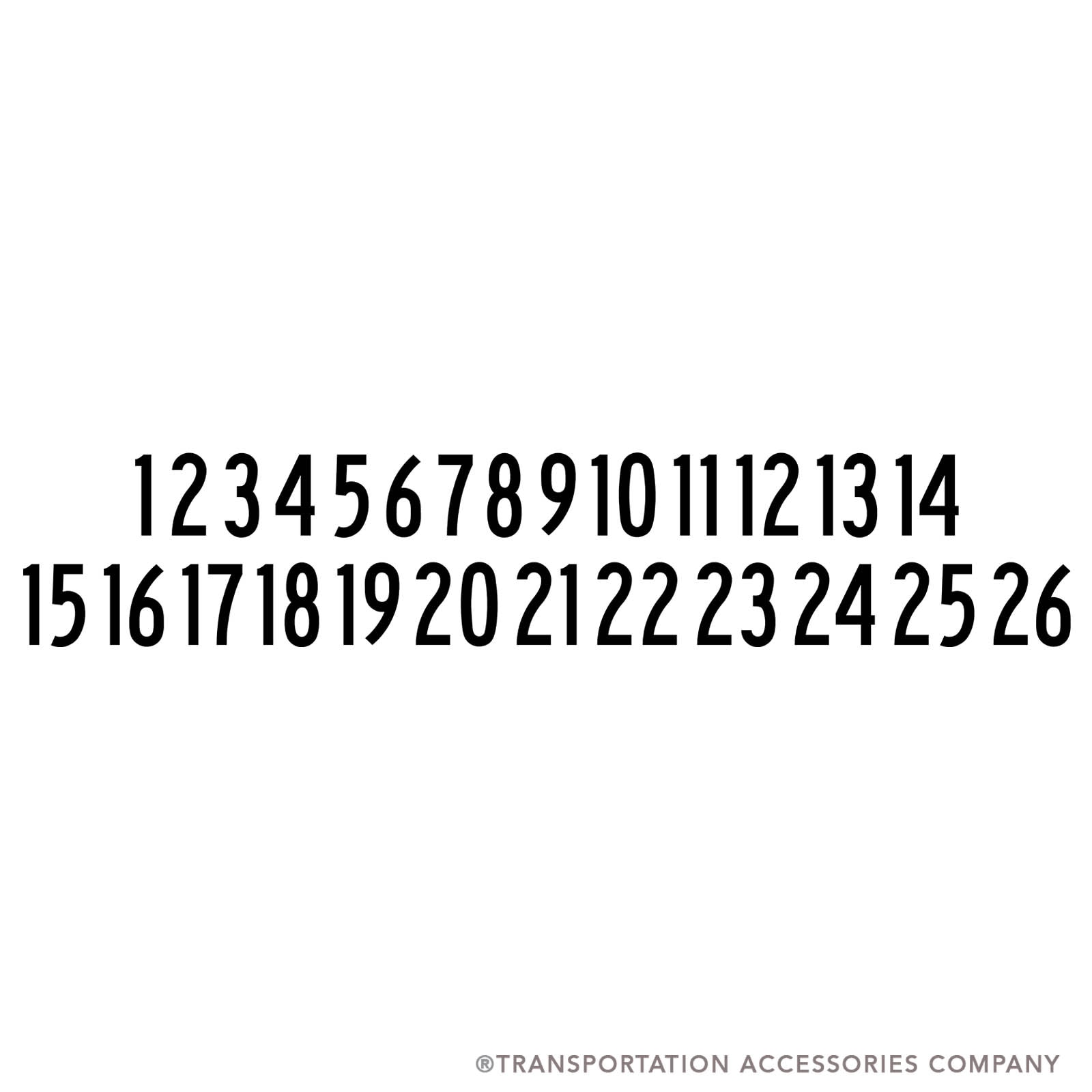 NS3-1-26 3" Tall Decal Number Set 1-26