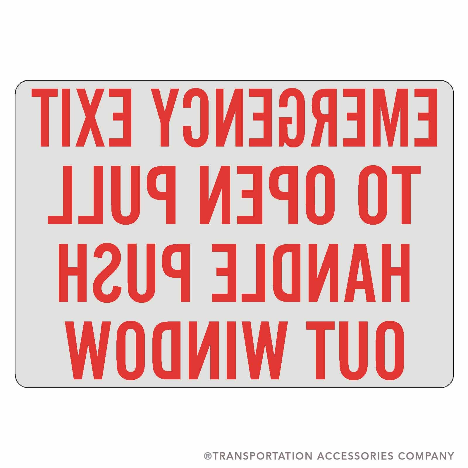 SB-115RFAC EMERGENCY WINDOW Decal- Face Adhesive