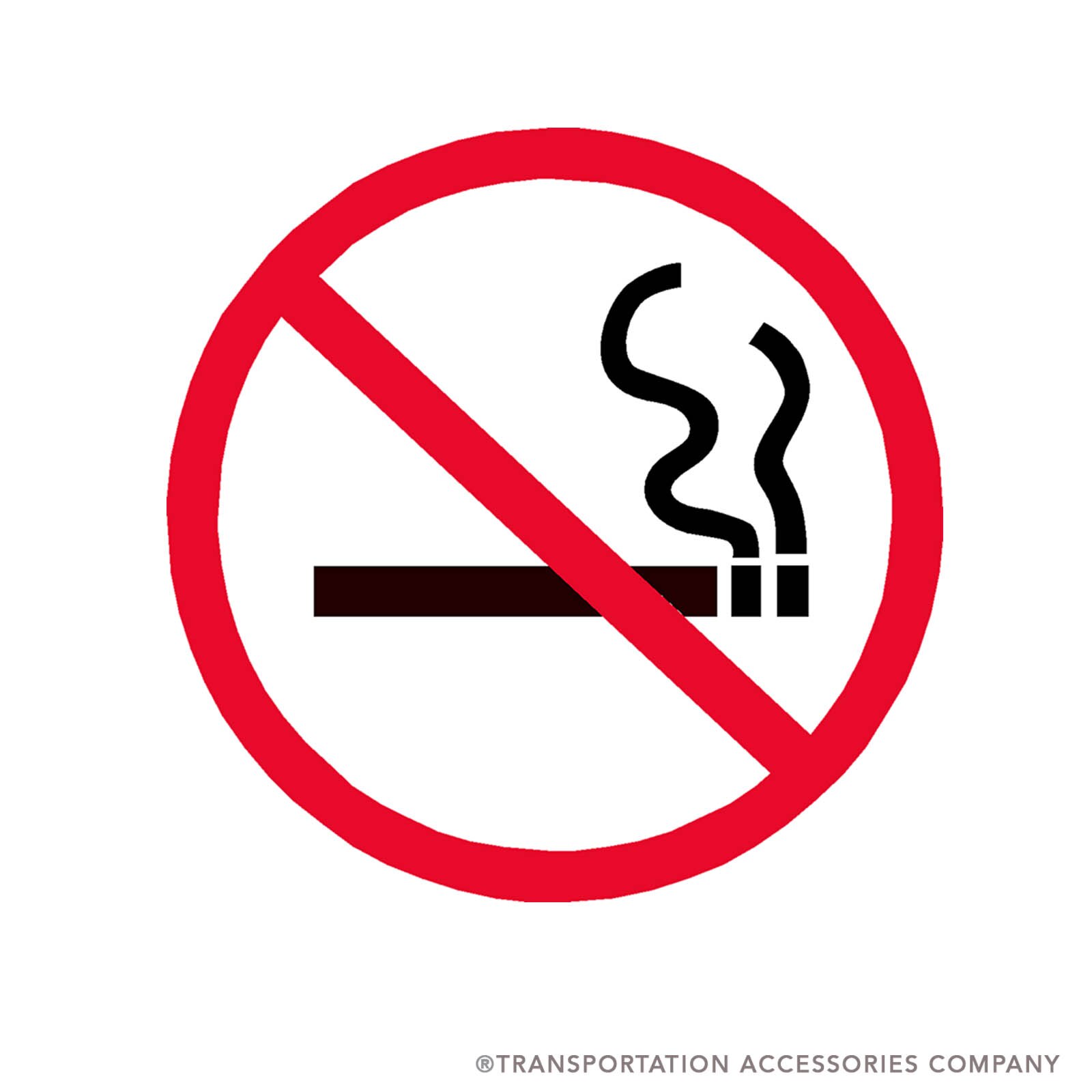 SB-185 No Smoking Logo. Black and Red on White. 4" Diameter