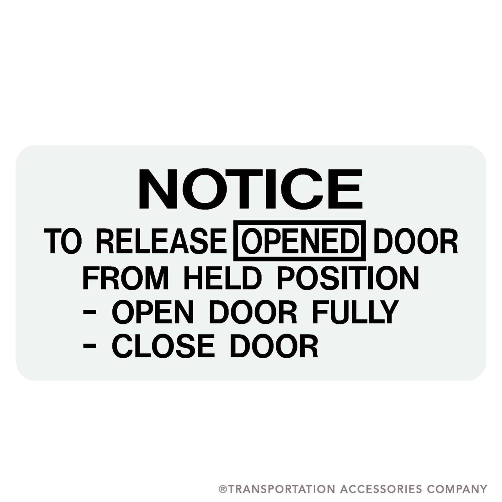 SB-229 Emergency Door Instructions Decal