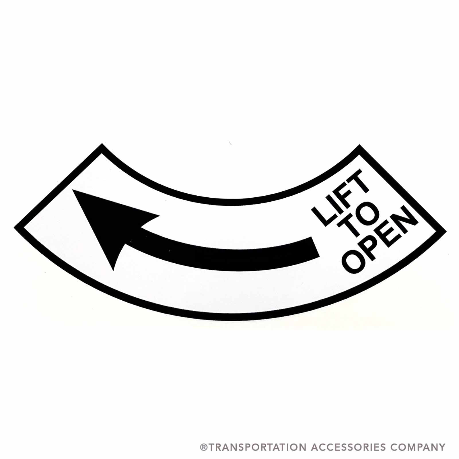 SB-4 Decal LIFT TO OPEN with CW Arrow Black on White