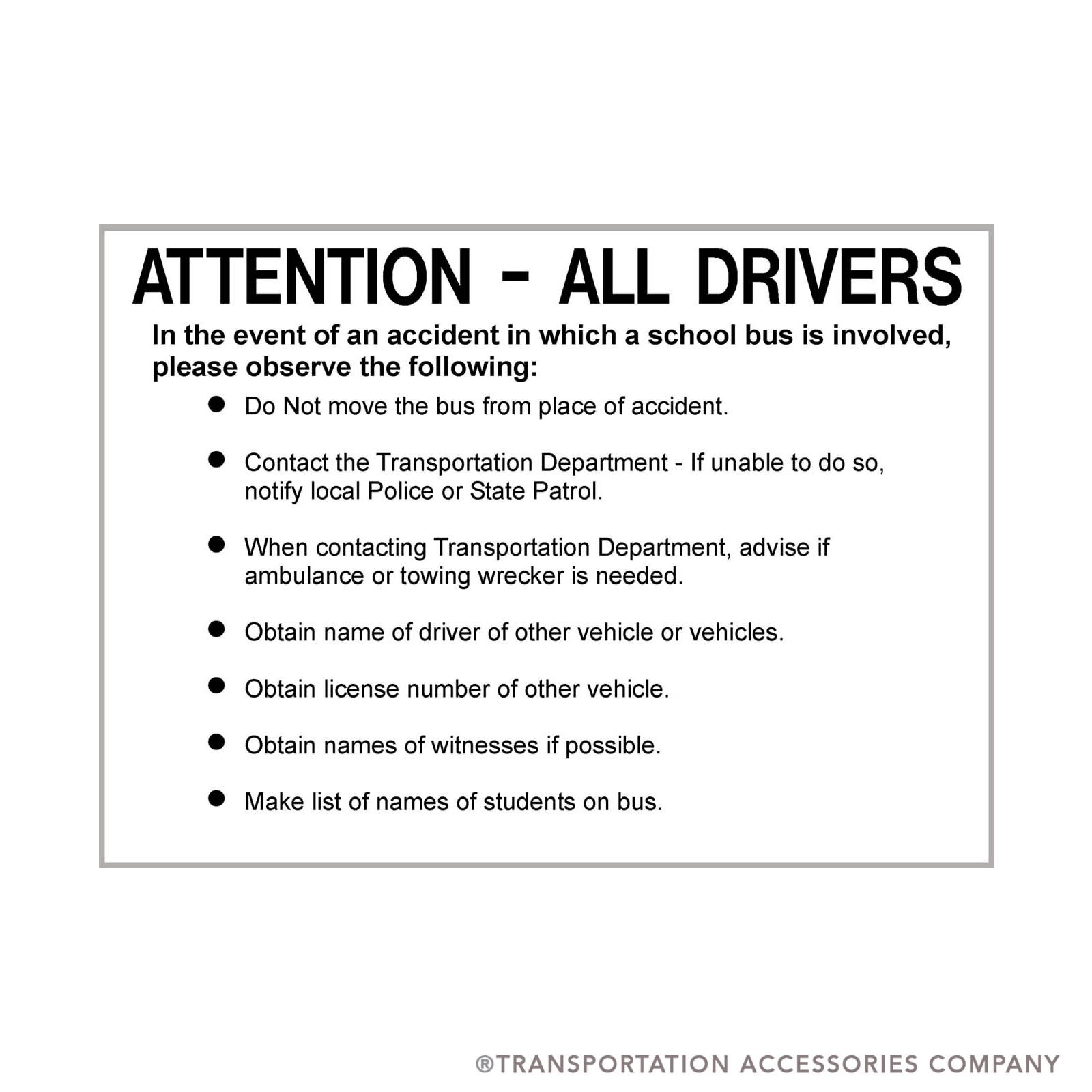 SB-89 "ATTENTION ALL DRIVERS..." Decal
