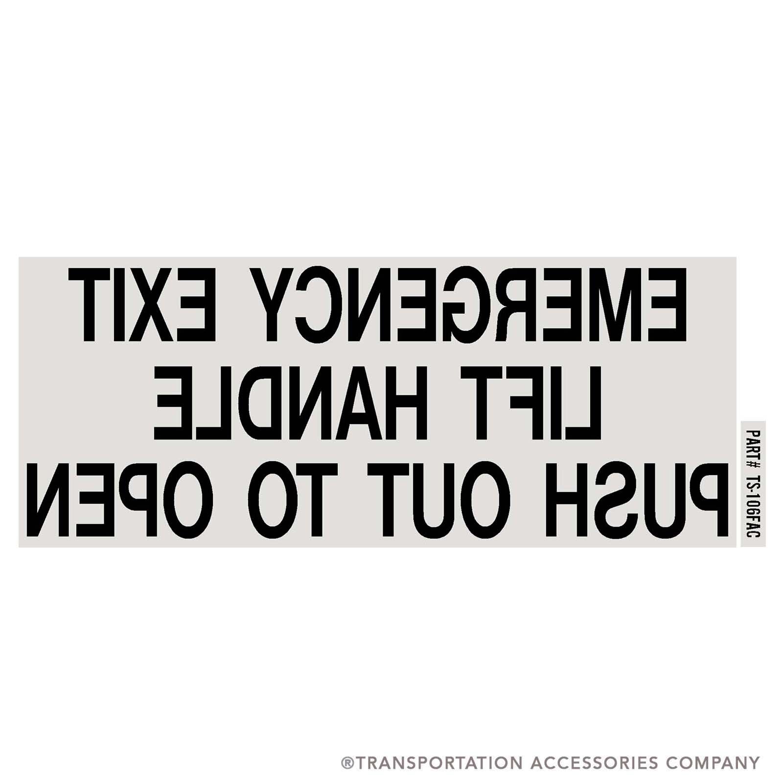 TS-106FAC Emergency Window Decal Black on Clear. Face Adhesive