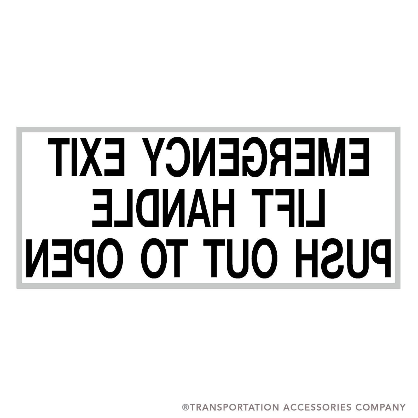 TS-106FAW Emergency Window Decal Black on White. Face Adhesive