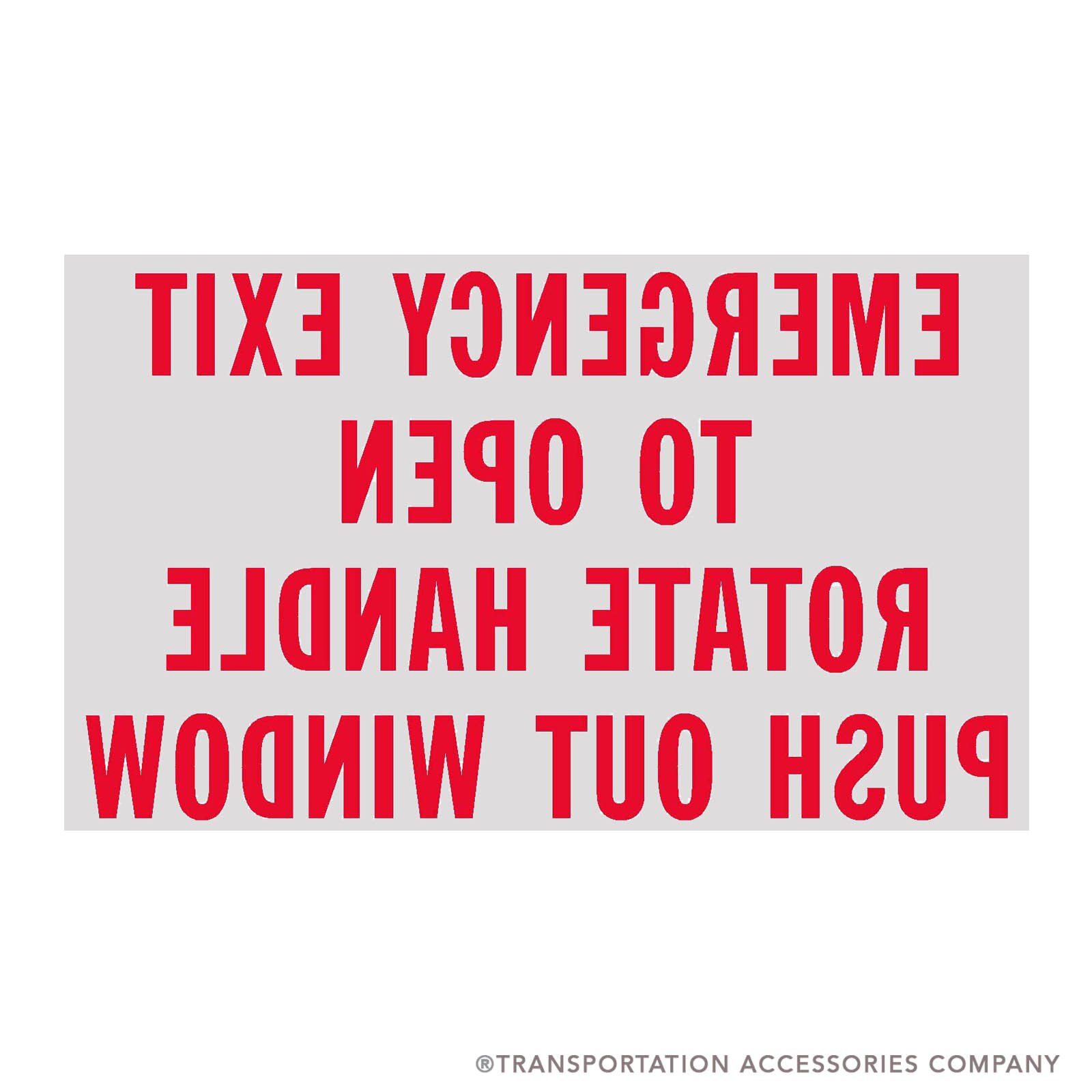 TS-115RFAC Decal - Emergency Window Instructions Red on Clear