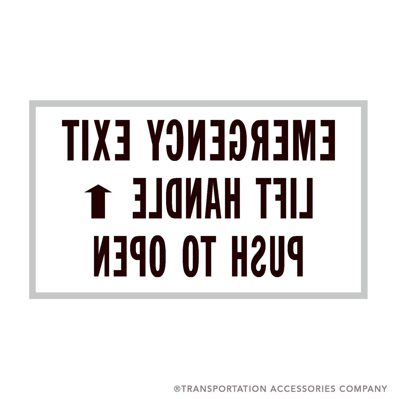 TS-214FA Emergency Exit Instruction Decal for IC. Face Adhesive