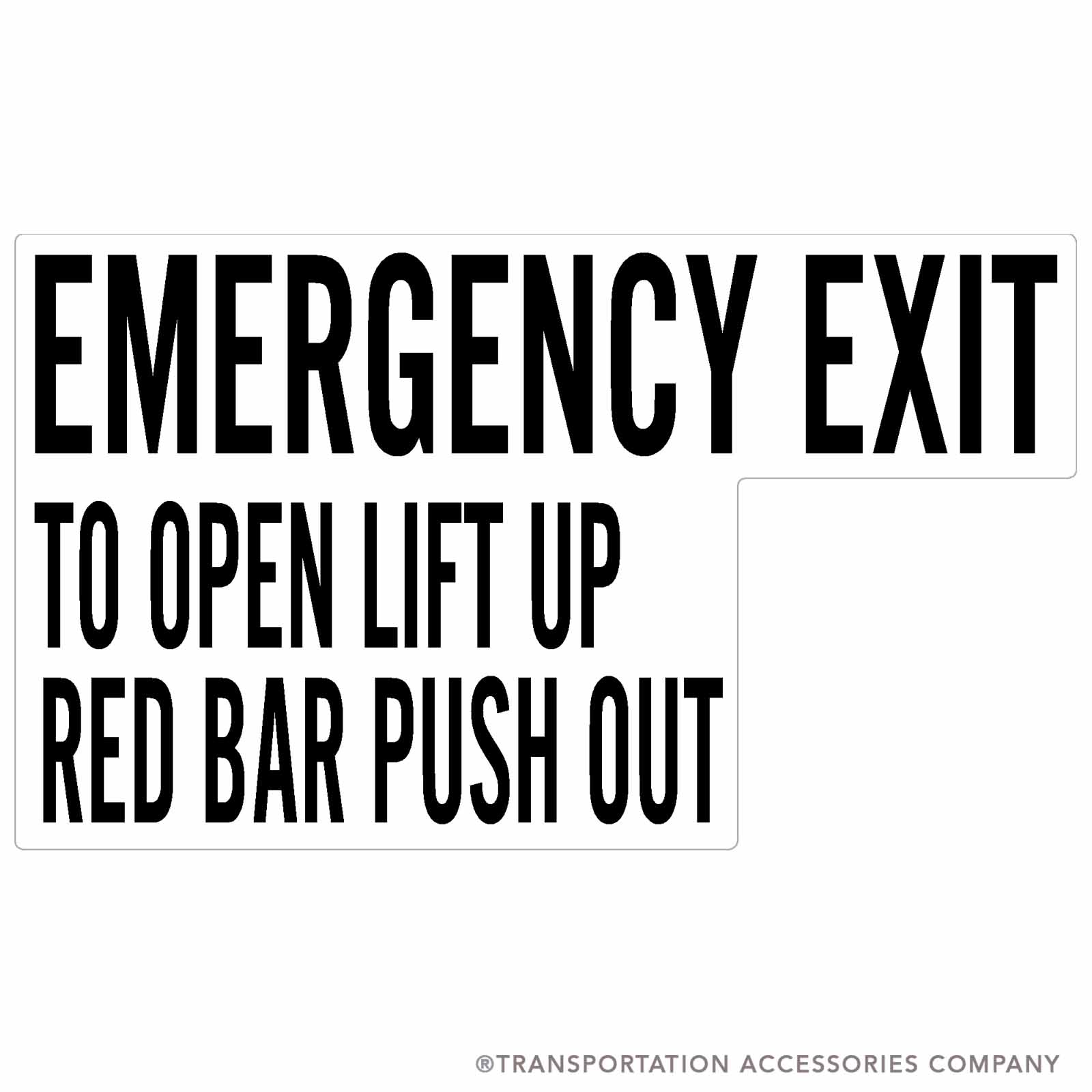TS-231V2 Emergency Door Instruction Decal