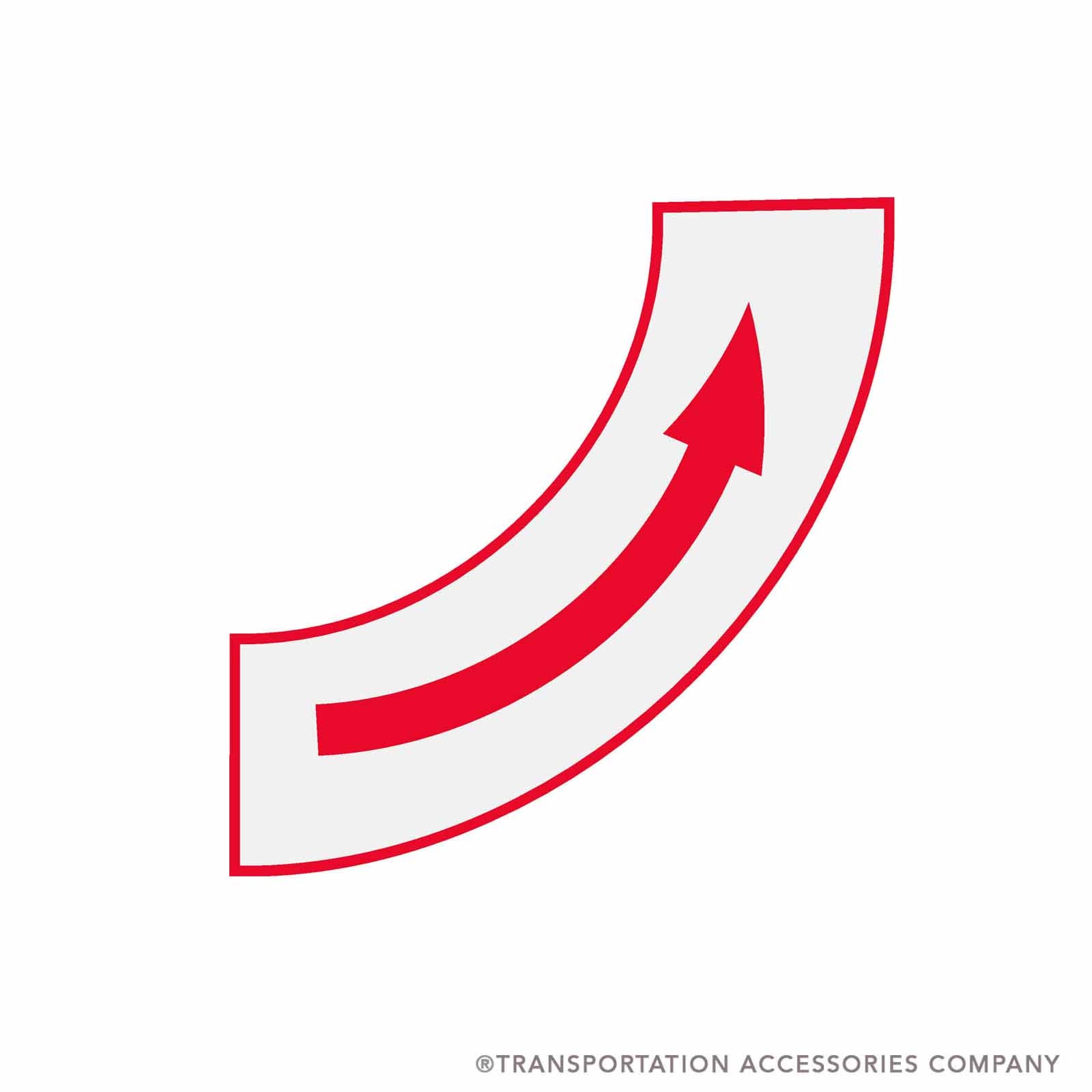TS-235-CCW Emergency Door Arrow Decal for IC. Counter-Clockwise. Red on White.