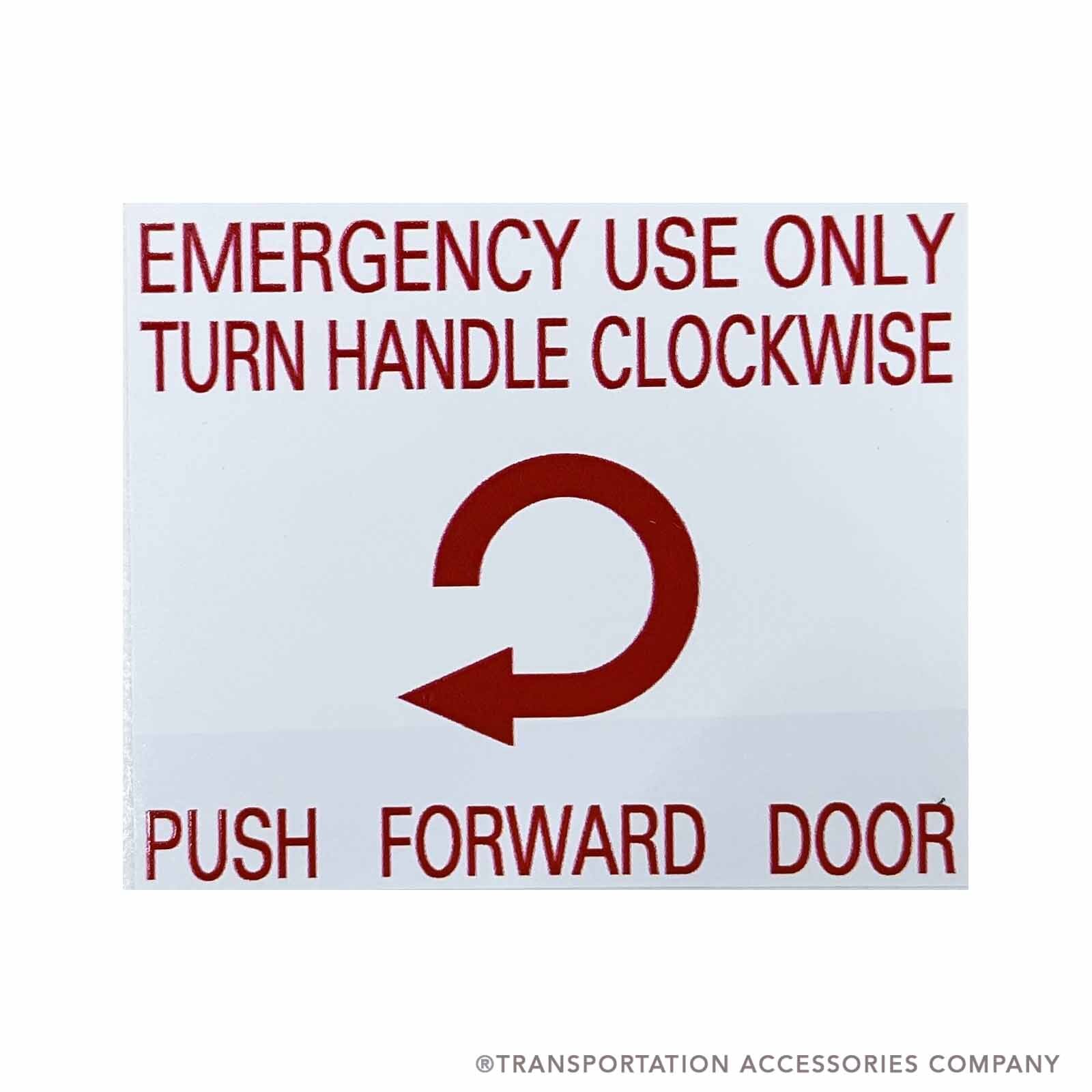TS-26 Decal Emergency Door Instructions