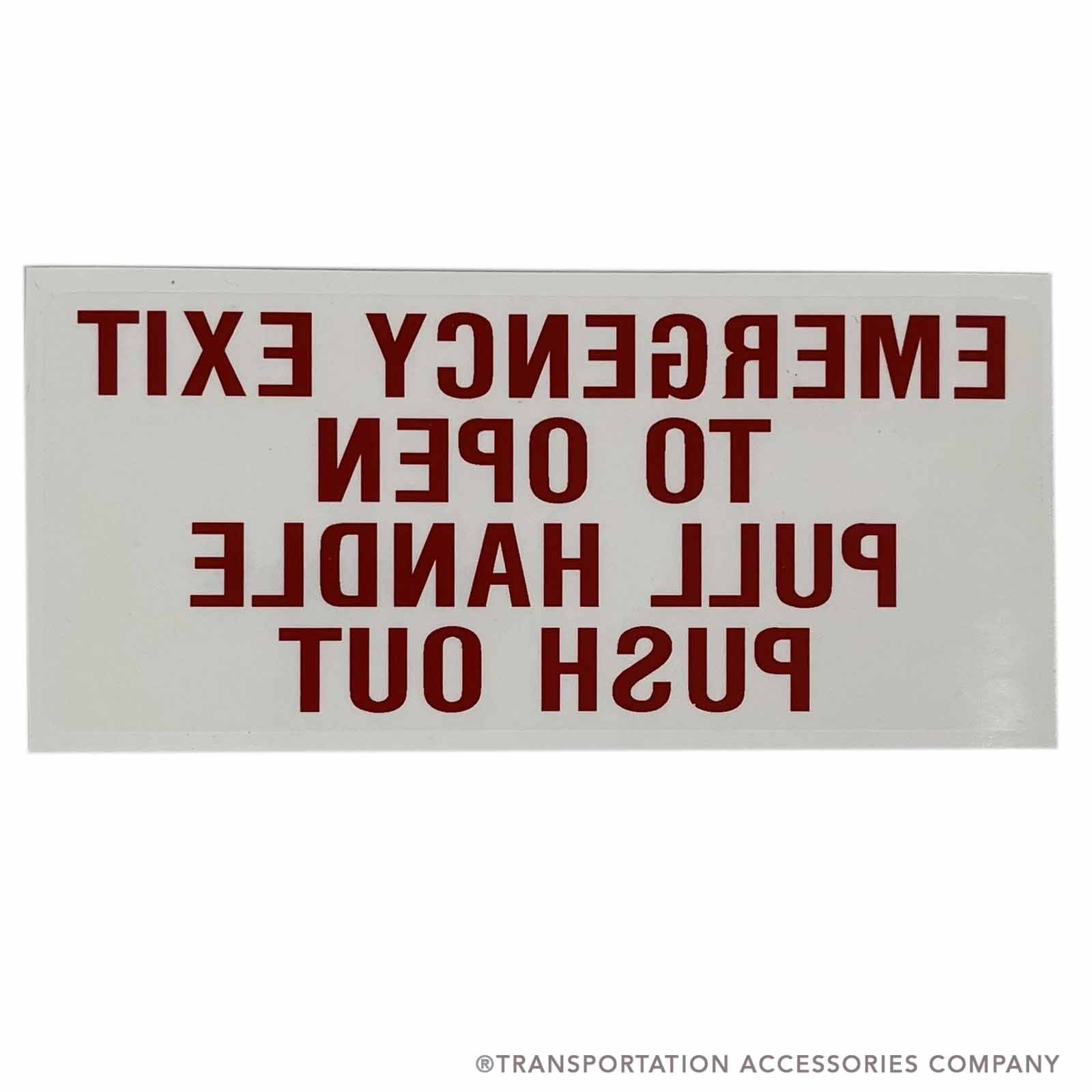 TS-5 Emergency Window Decal Red on Clear Face Adhesive