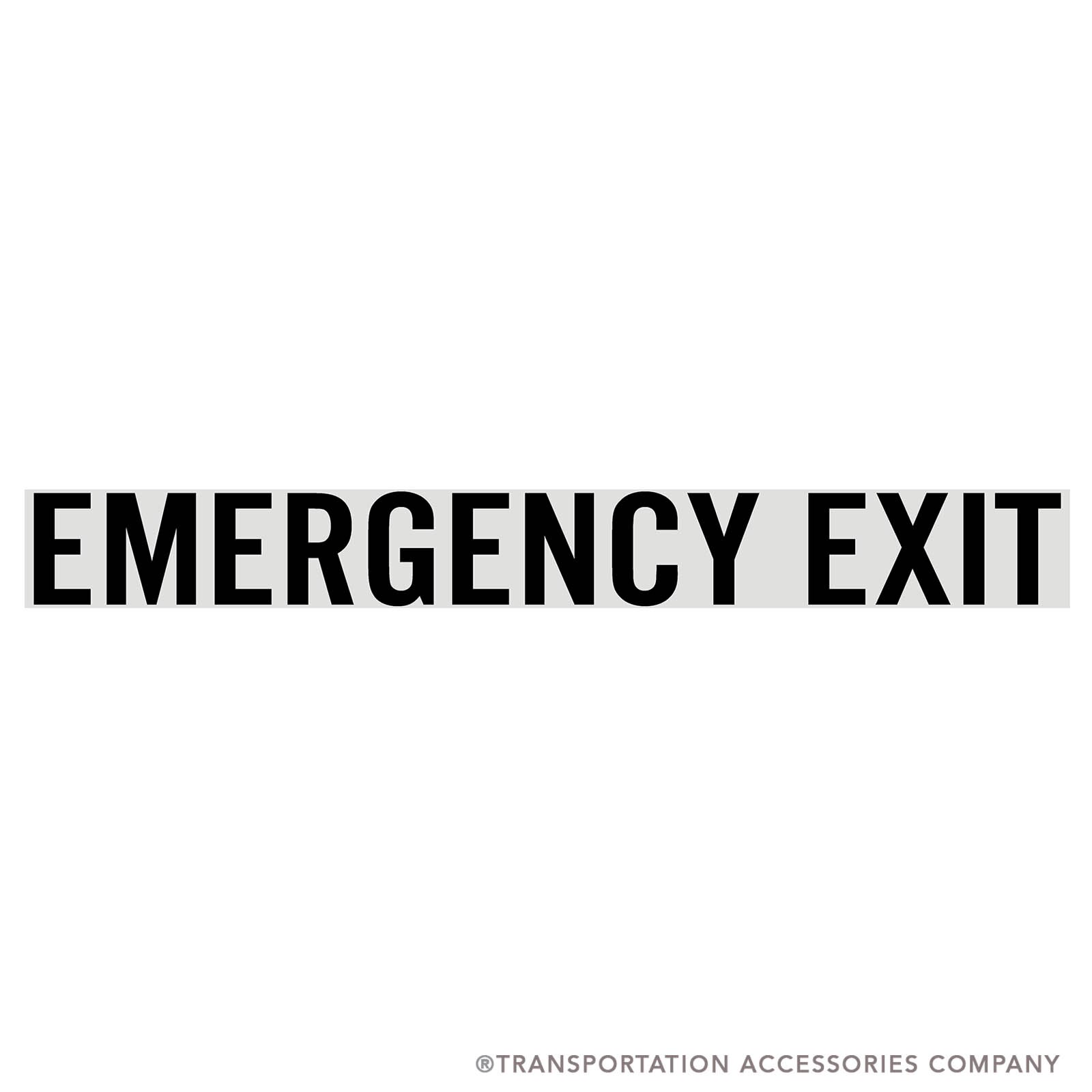 TS-62-18 Decal "EMERGENCY EXIT" Black on Clear 2" x 18"