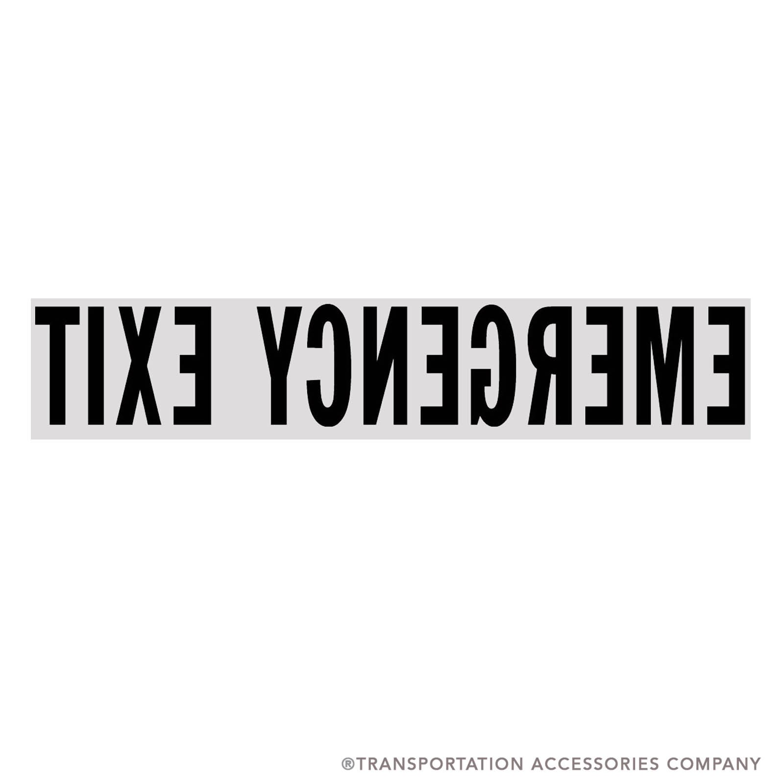 TS-62BFA Decal "EMERGENCY EXIT" Black Letters on Clear. Face Adhesive