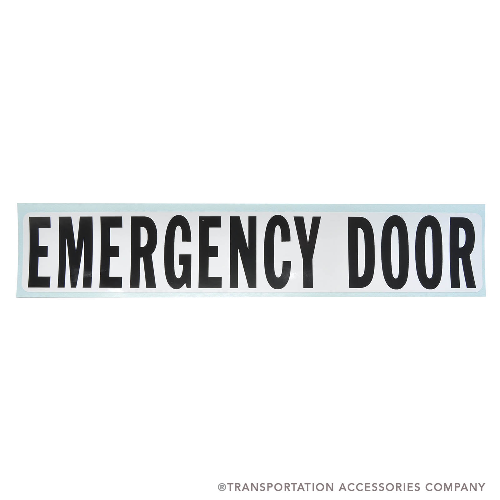 TS-63BW Decal "EMERGENCY DOOR" Black Letters on White. 2" X 12"